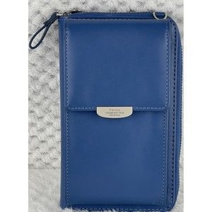 Prettyzys Slim Wallet Crossbody Purse Phone Credit Card ID Soft Blue